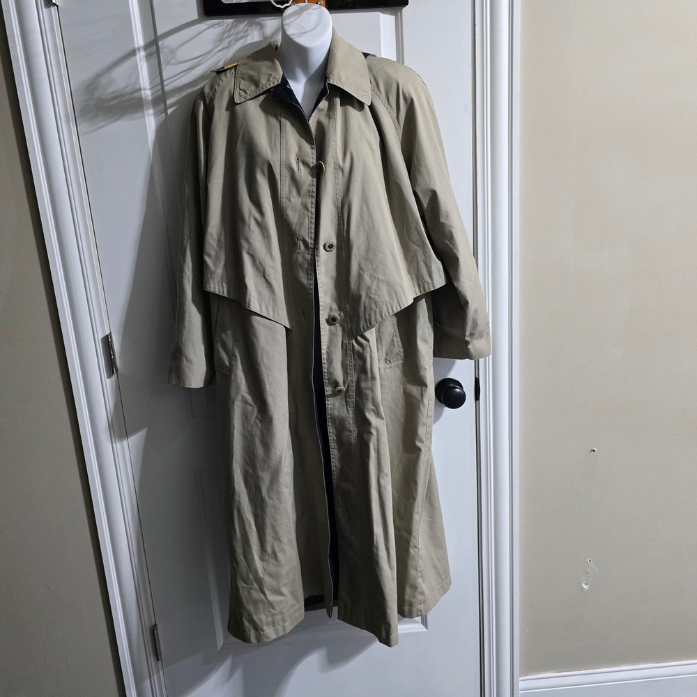 Misty Harbor Trench Coat Women 14 Tan Detachable Hood Paisley Lining Long Jacket